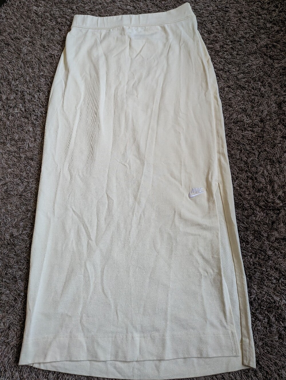 Nike Sportswear Swoosh Soft Yellow Cotton Jersey Maxi Skirt Women's M